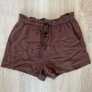 Brown linen shorts